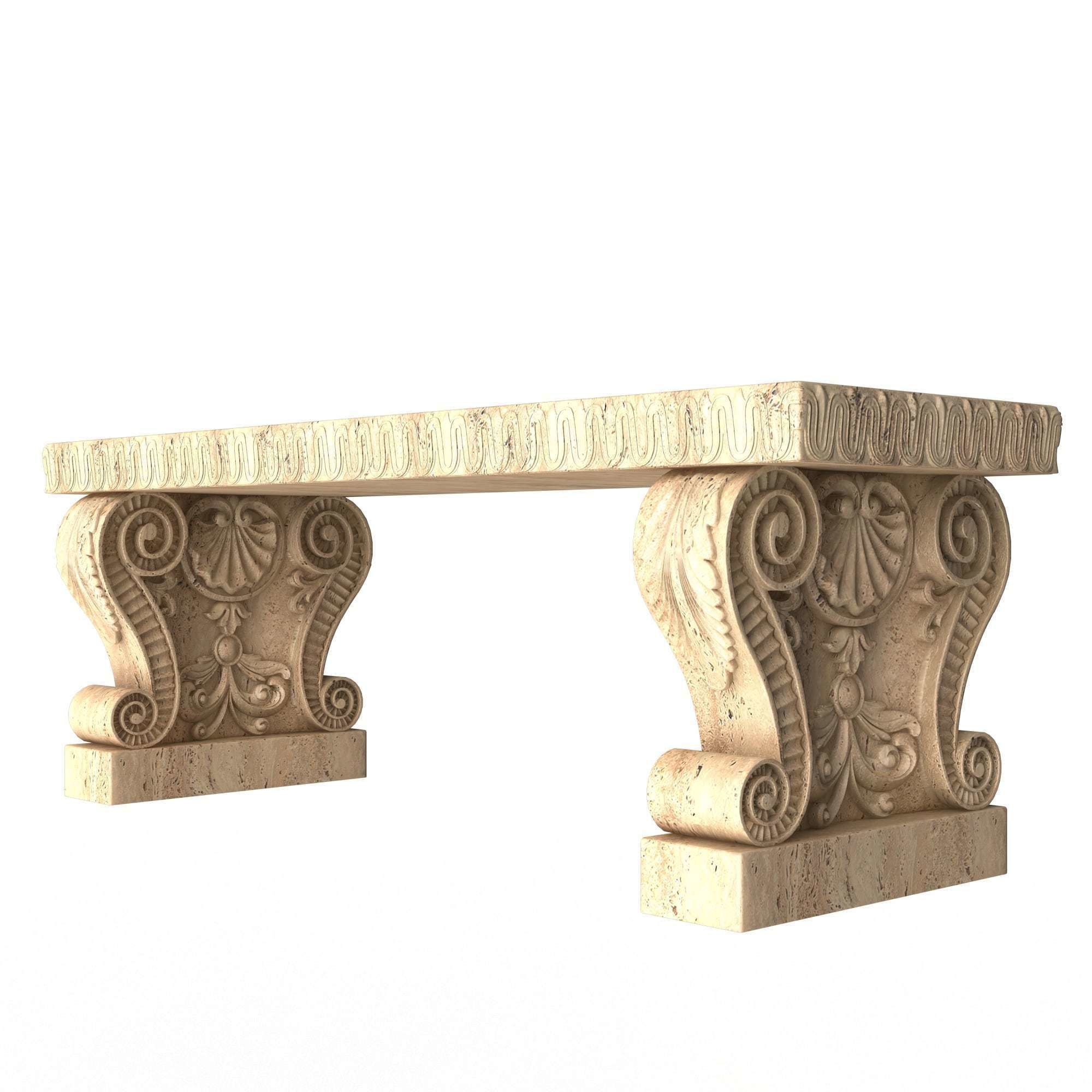 Stone Bench 03 Low-poly 3D model_1