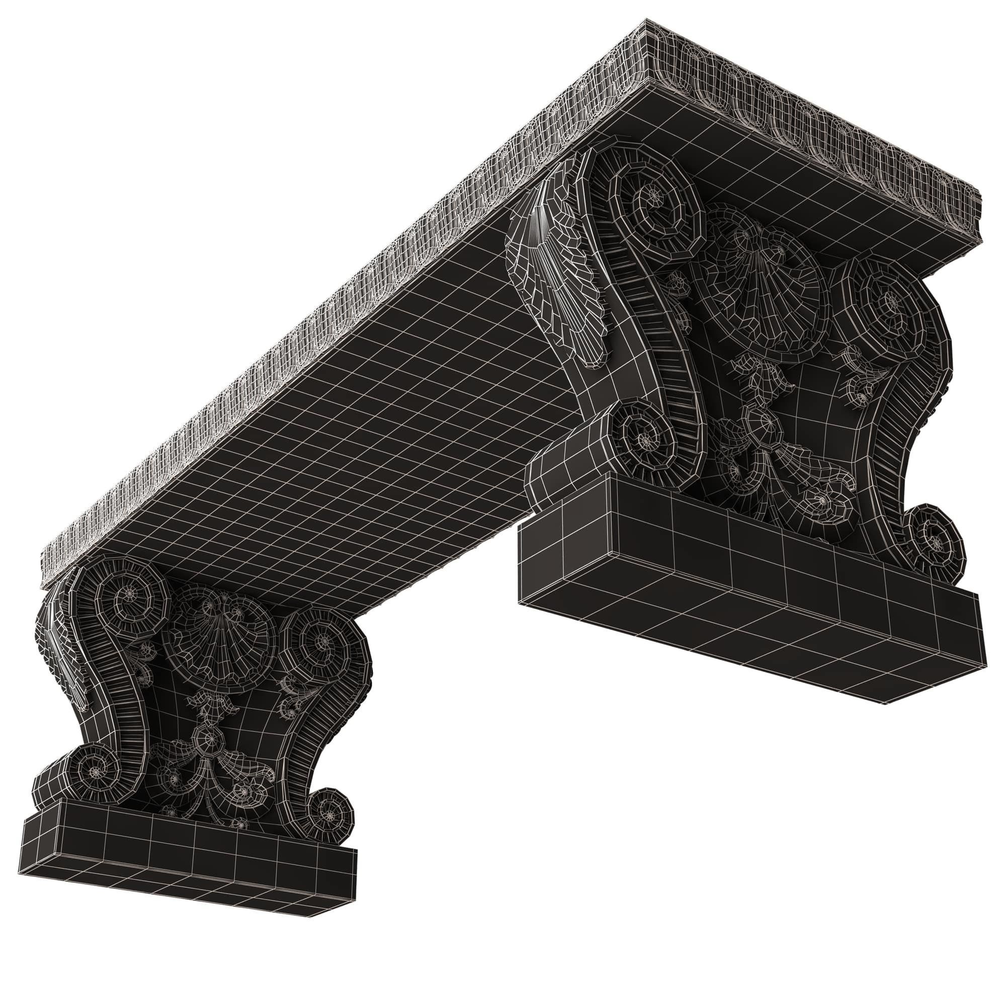 Stone Bench 03 Low-poly 3D model_9