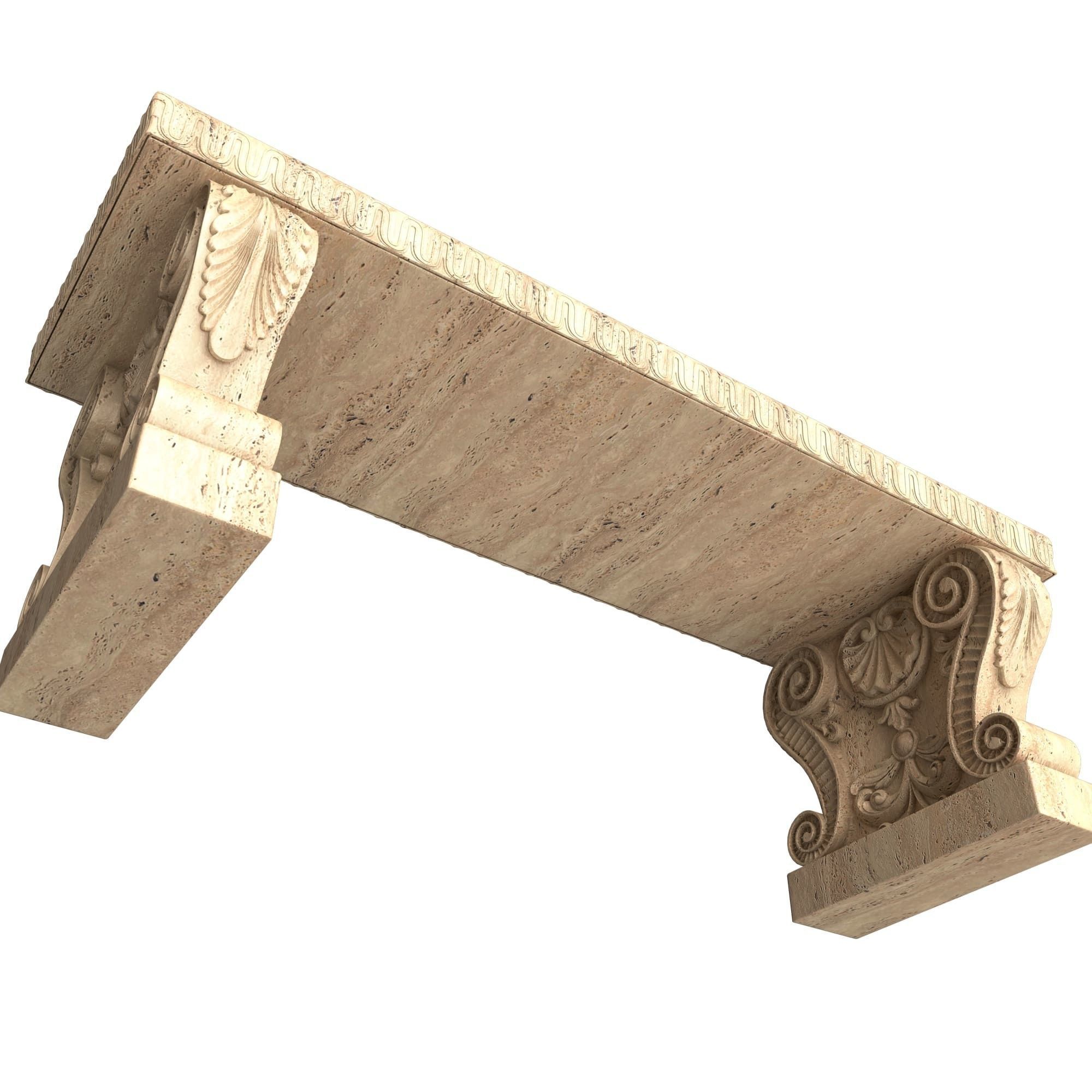 Stone Bench 03 Low-poly 3D model_2