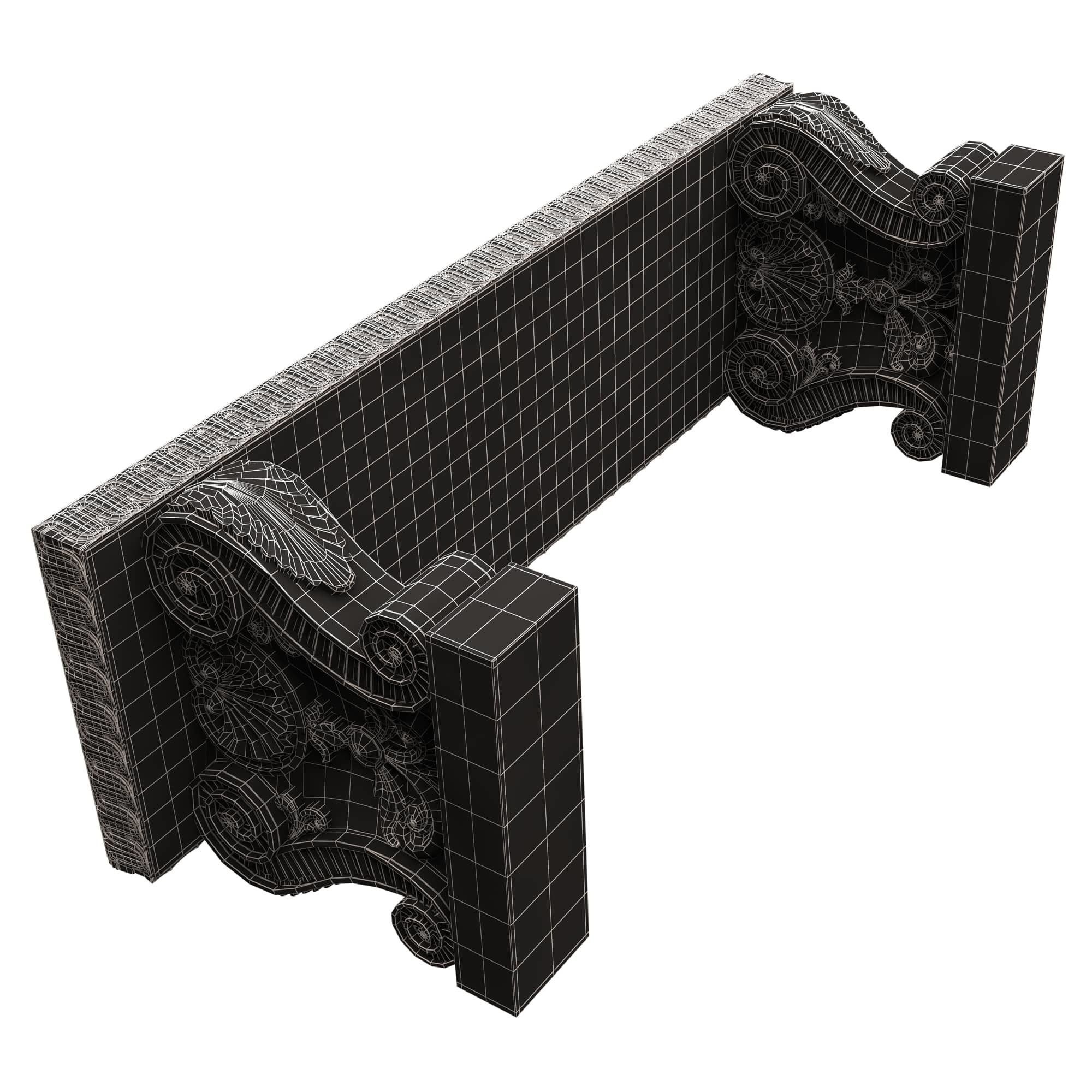 Stone Bench 03 Low-poly 3D model_10