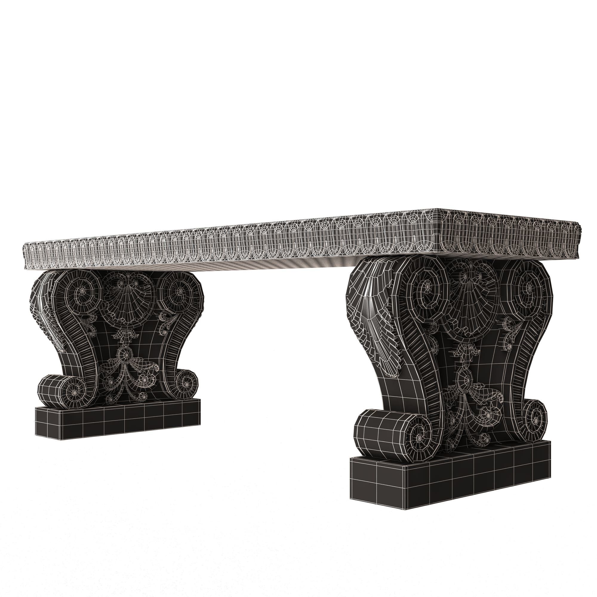 Stone Bench 03 Low-poly 3D model_7