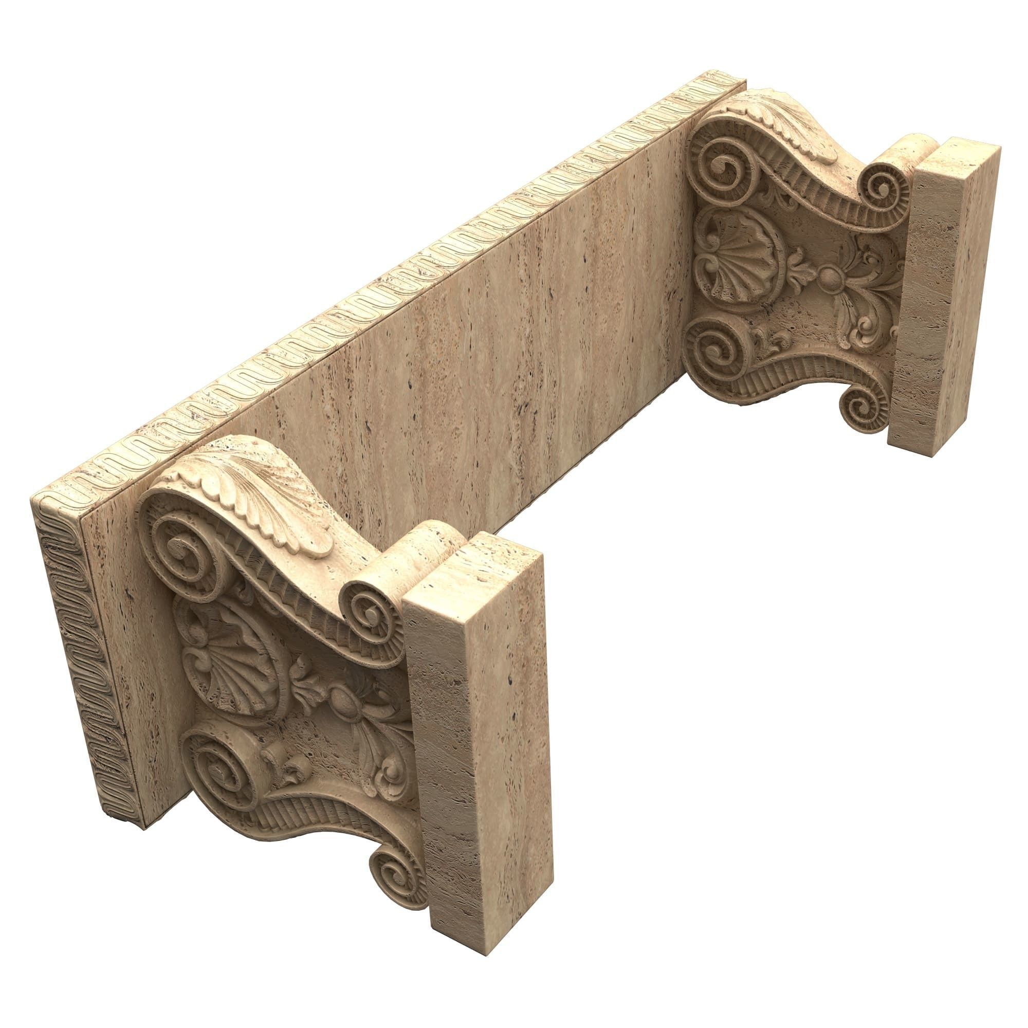 Stone Bench 03 Low-poly 3D model_4