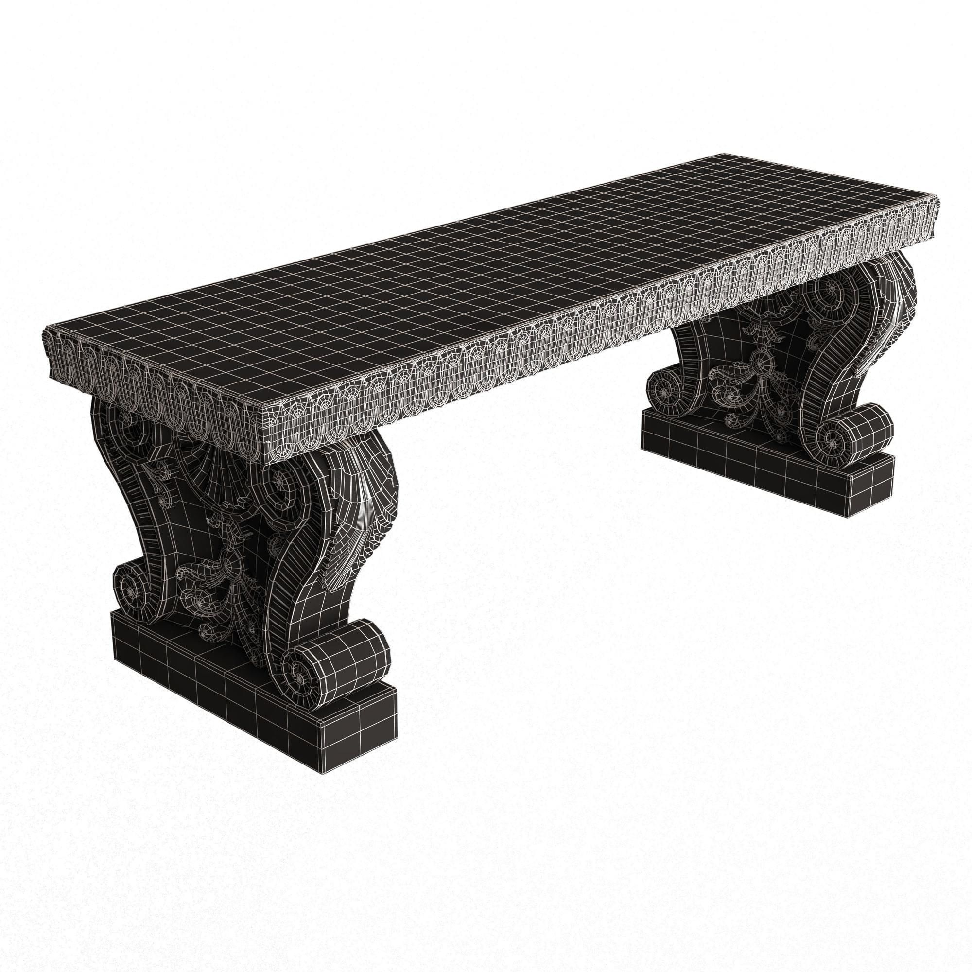 Stone Bench 03 Low-poly 3D model_6