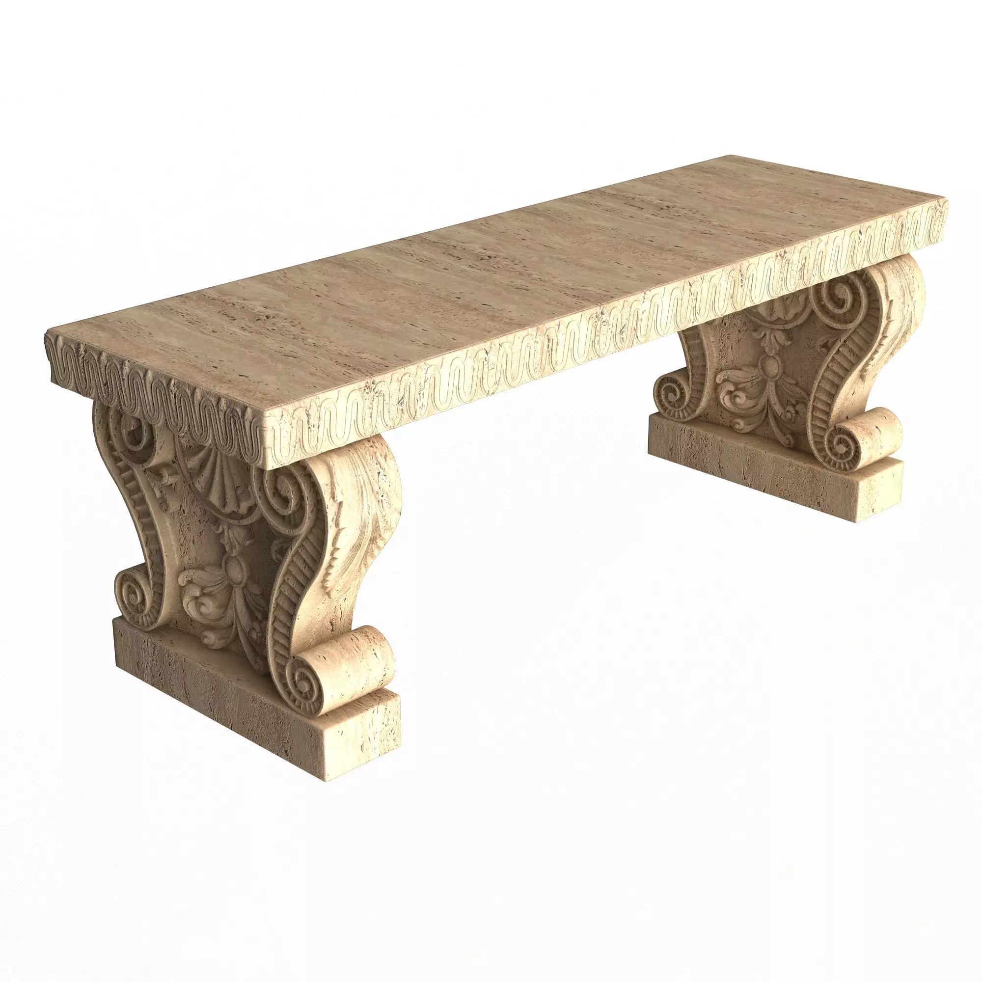 Stone Bench 03 Low-poly 3D model_0