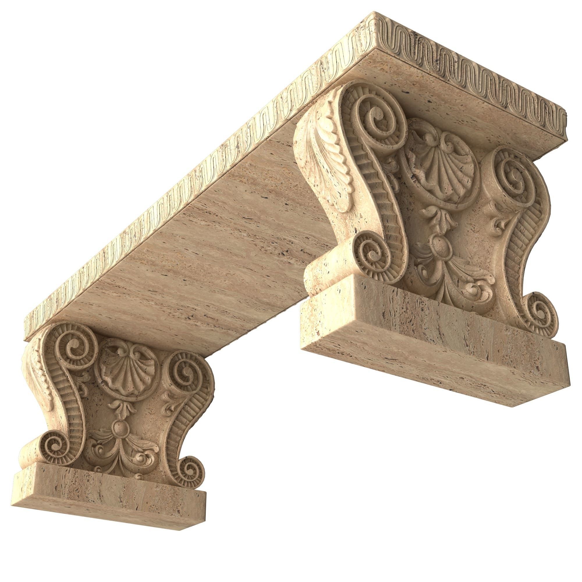 Stone Bench 03 Low-poly 3D model_3