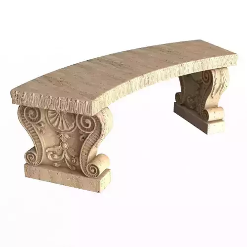 Stone Bench 03 Curved