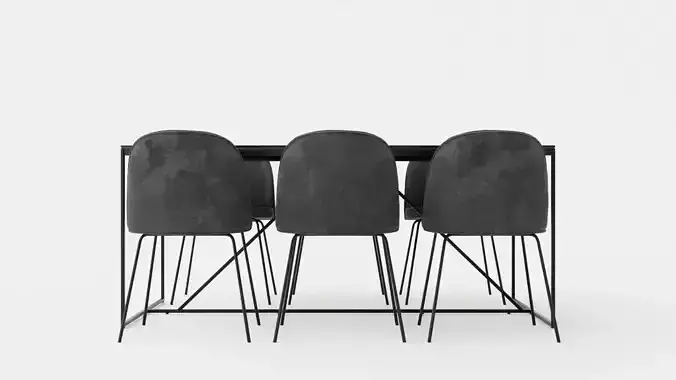 Indy Food Group With 6 Felipe Chair Velvet Glass Metal Gray s