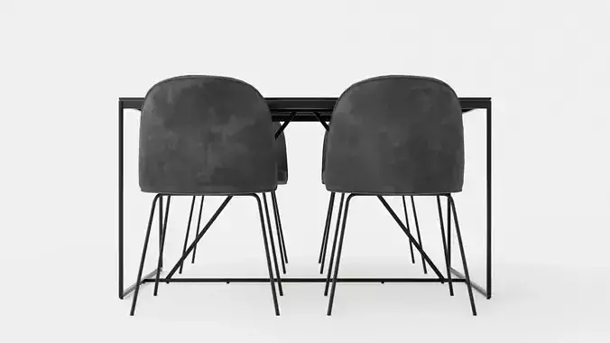 Indy Food Group With 4 Felipe Chair Velvet Black Gray