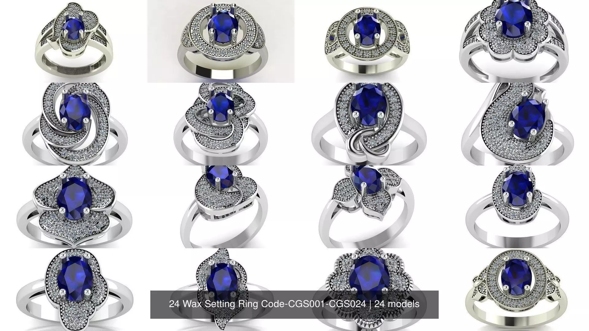 24 Wax Setting Ring Code-CGS001-CGS024 3D Model Collection_0