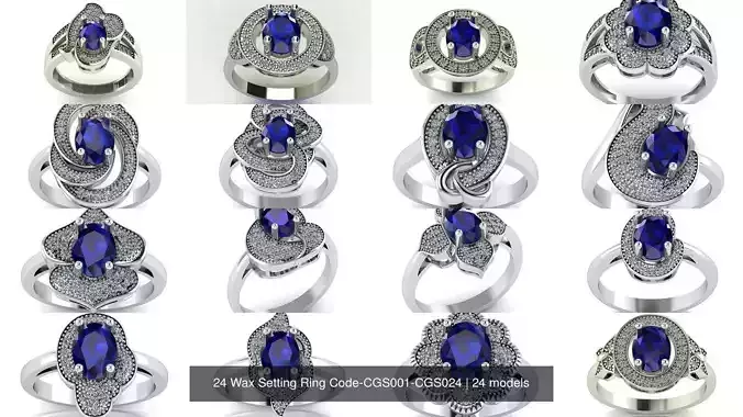 24 Wax Setting Ring Code-CGS001-CGS024