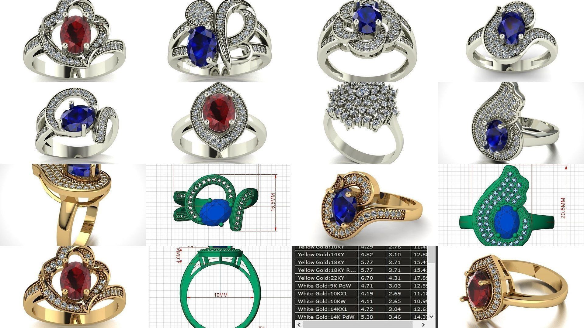 24 Wax Setting Ring Code-CGS001-CGS024 3D Model Collection_1