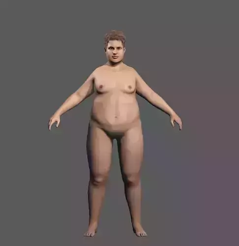 Rigged Base Mesh Fat Male Character-Realistic 3D Model 