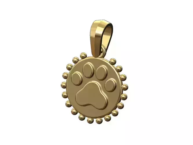 Beaded paw pawprint pendant charm