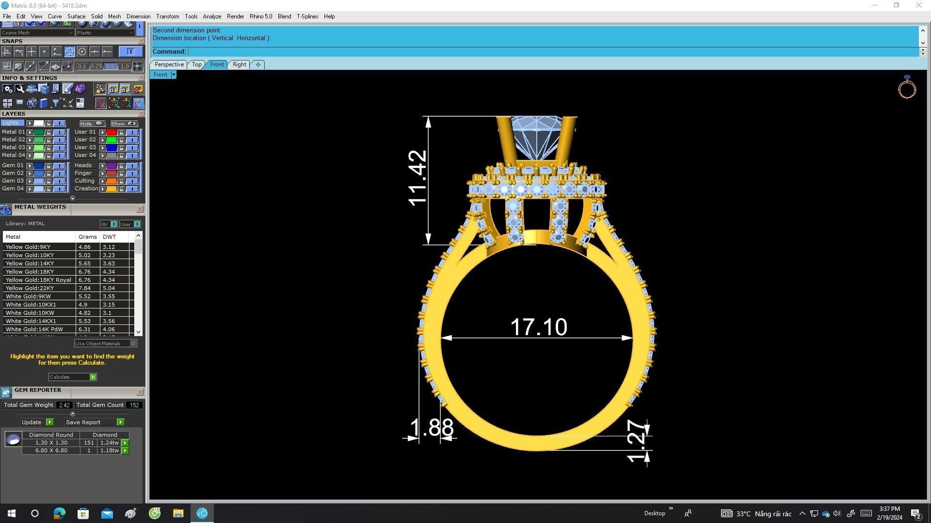 A5418 Luxury Diamond Halo Women Ring 3D print model_6