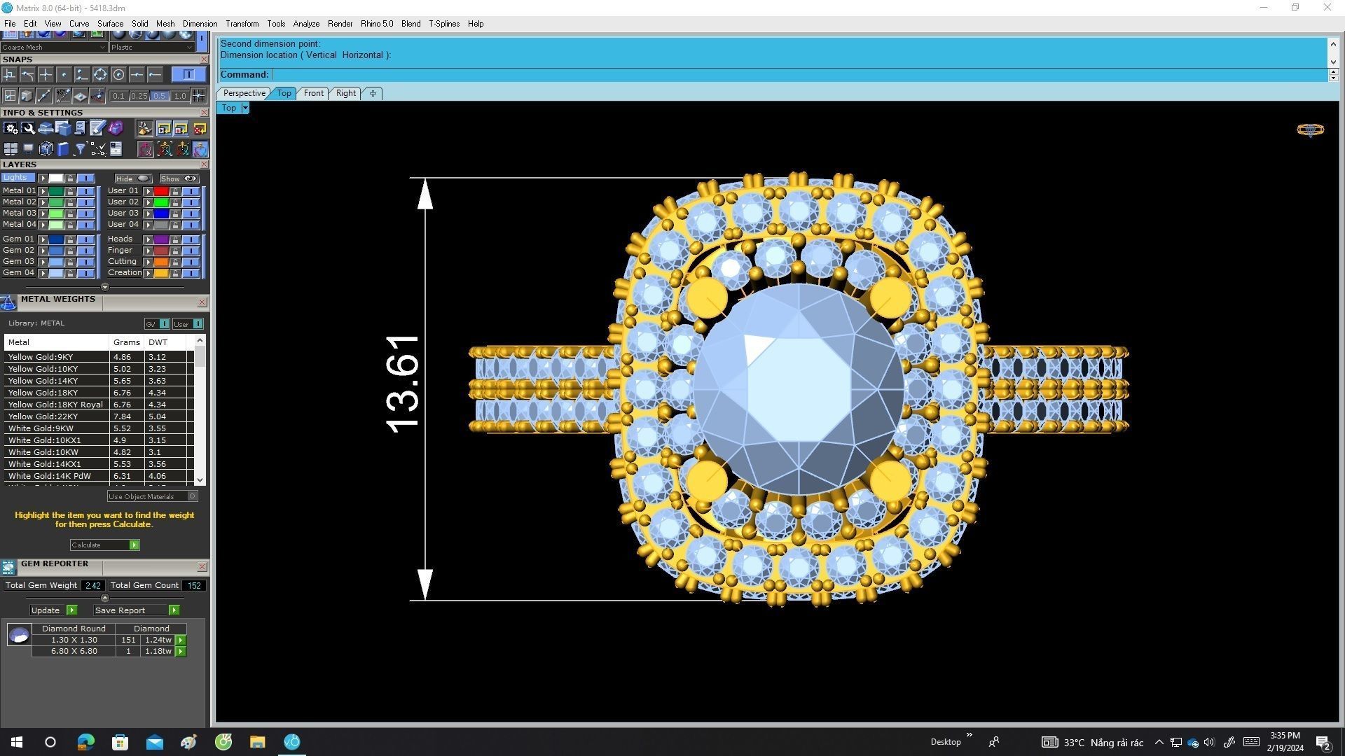 A5418 Luxury Diamond Halo Women Ring 3D print model_5
