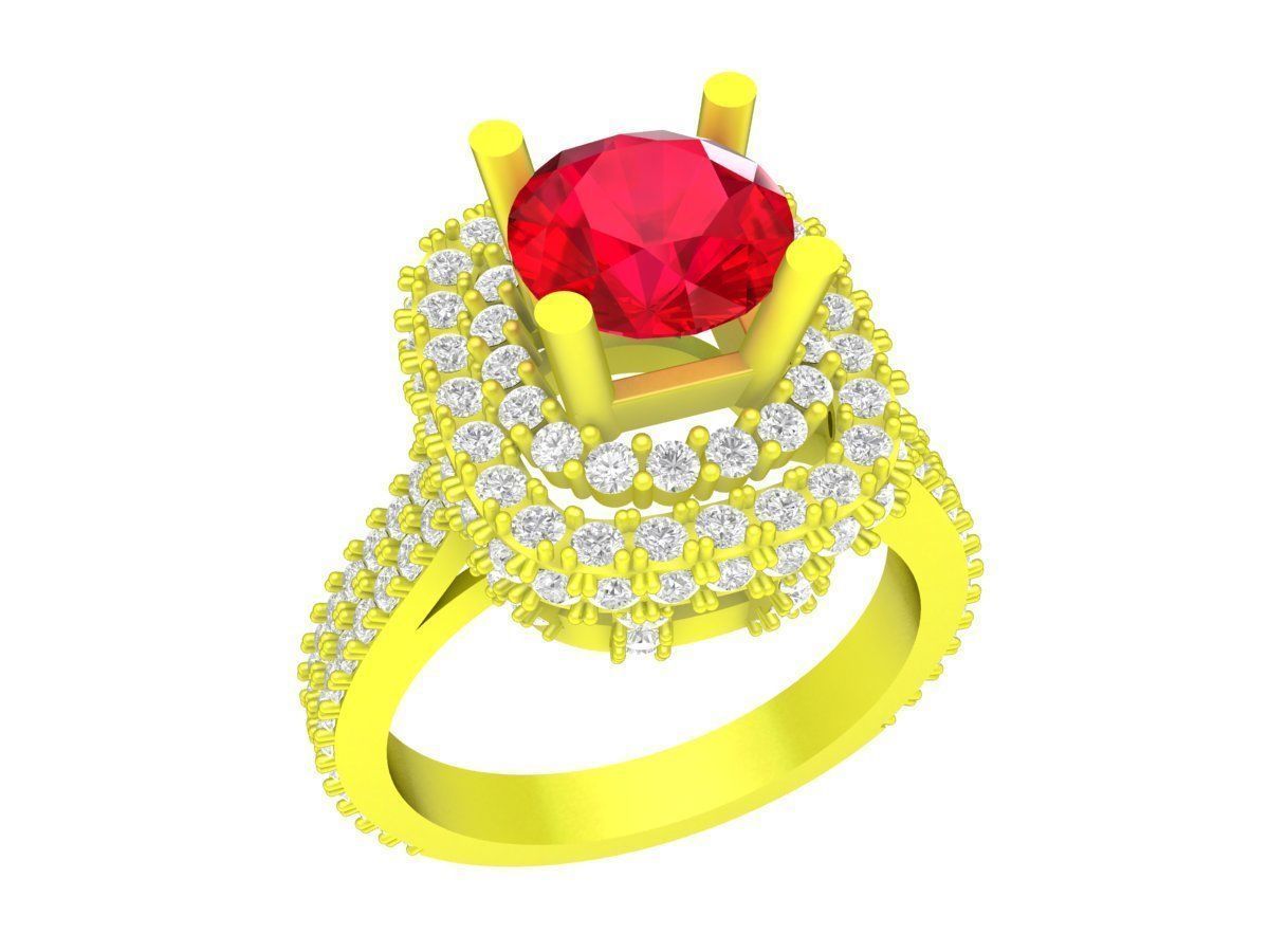 A5418 Luxury Diamond Halo Women Ring 3D print model_2