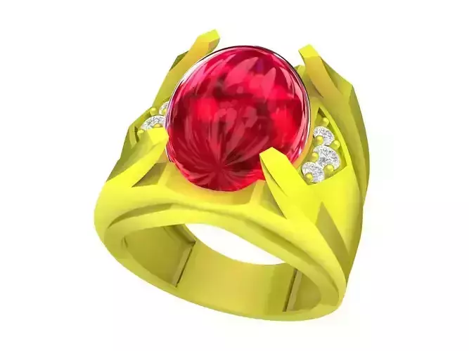 A5427 Oval Ruby Lucky Men Ring