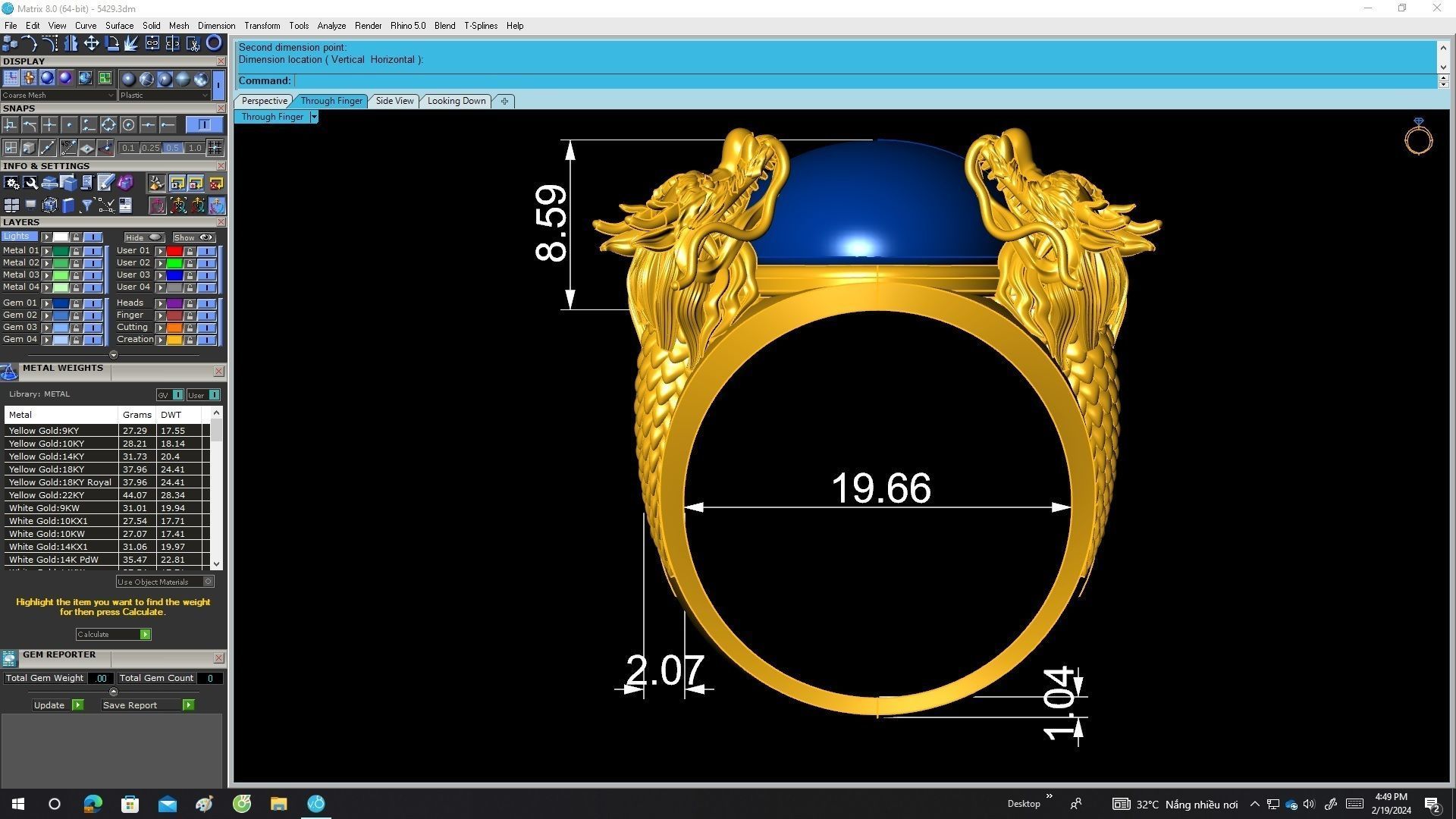 A5429 Oval Ruby Four Dragon Men Ring 3D print model_7