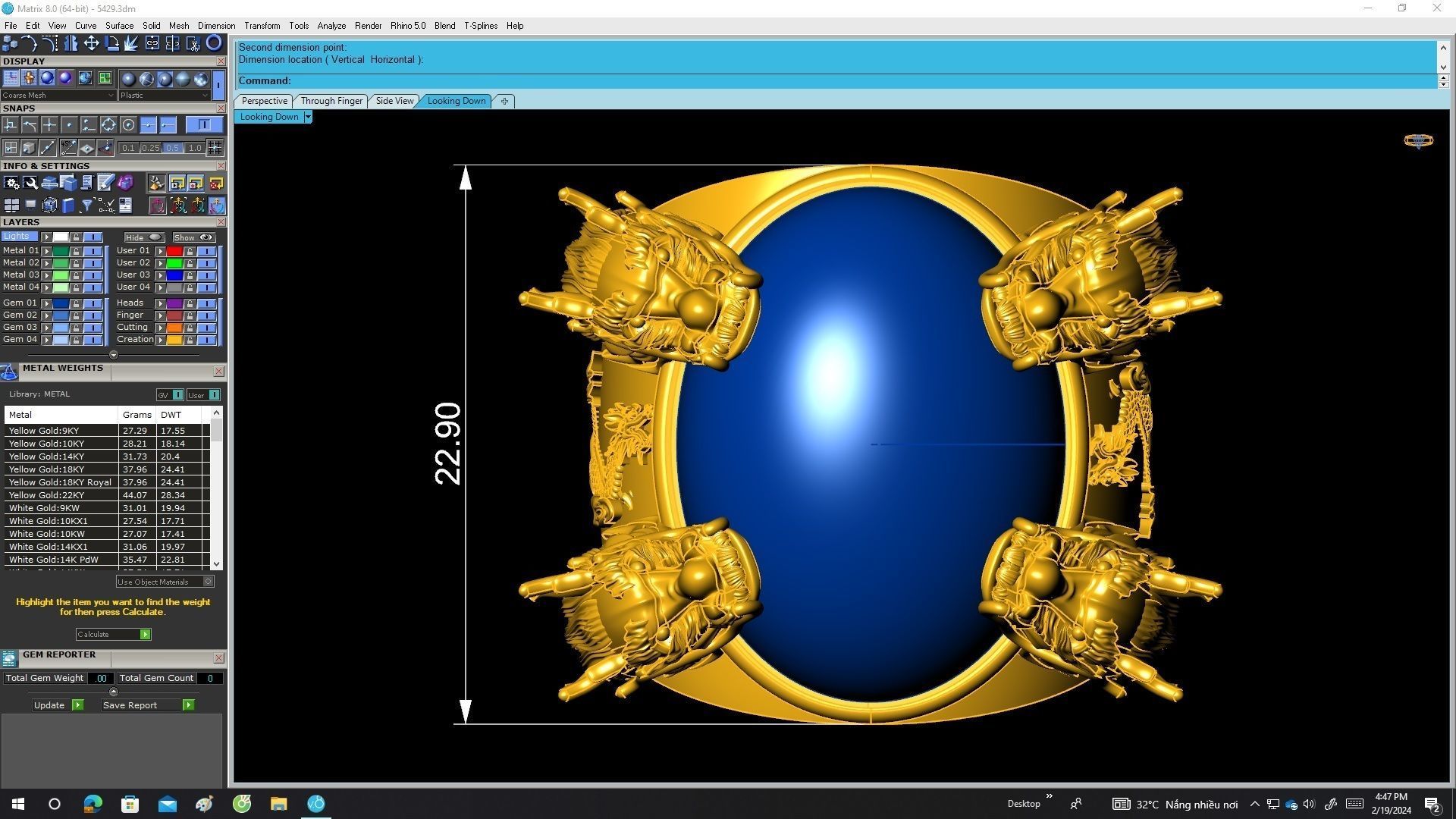 A5429 Oval Ruby Four Dragon Men Ring 3D print model_6