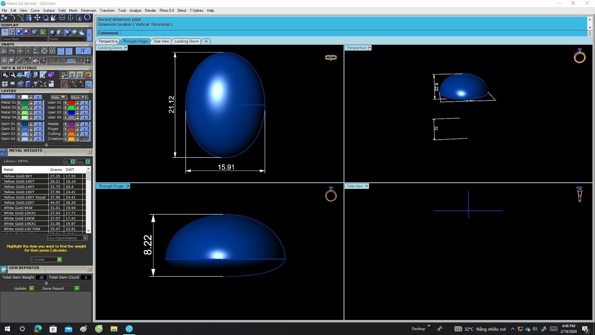 A5429 Oval Ruby Four Dragon Men Ring 3D print model_5