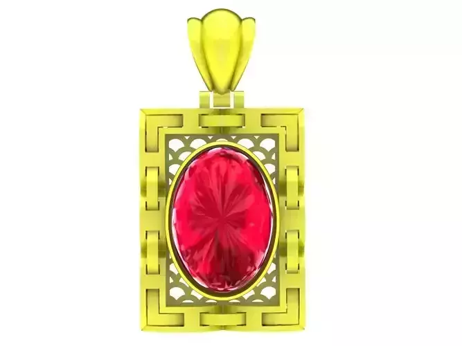 A5447 Lucky Oval Ruby Men Pendant