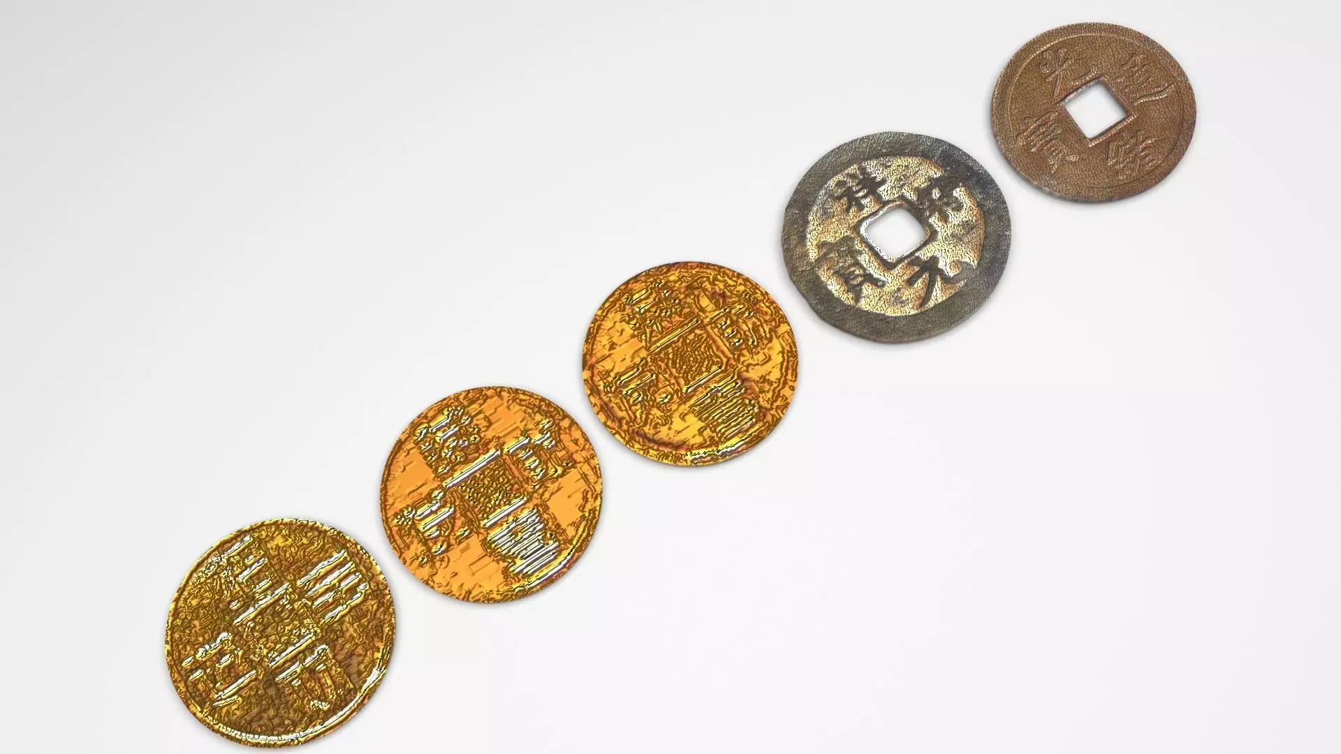 Chinese Coins Set 3D model_0