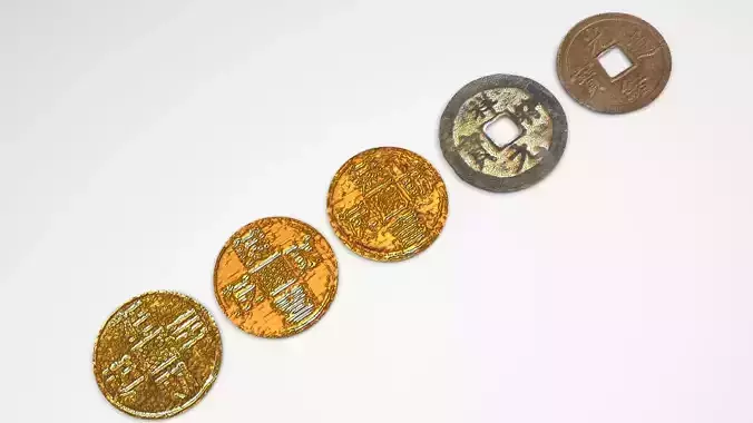 Chinese Coins Set 3D model