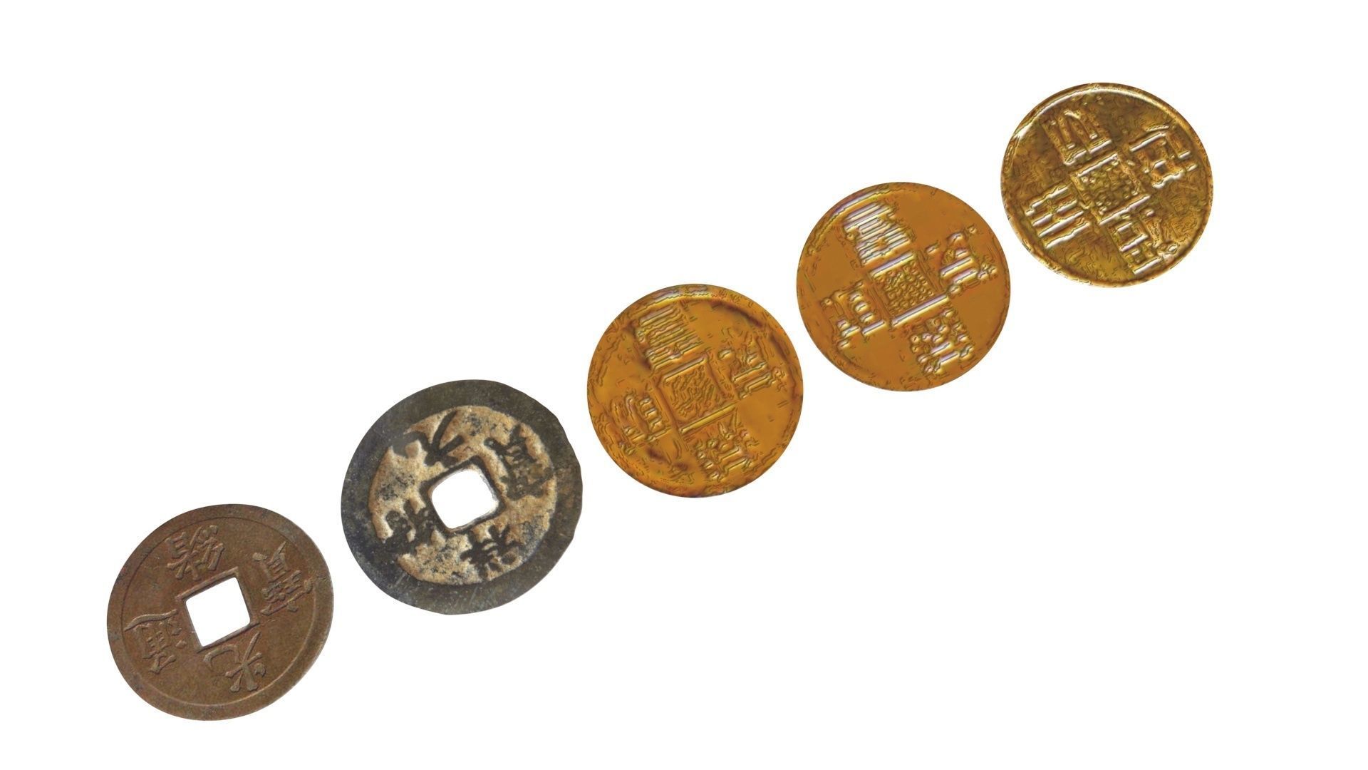 Chinese Coins Set 3D model_12