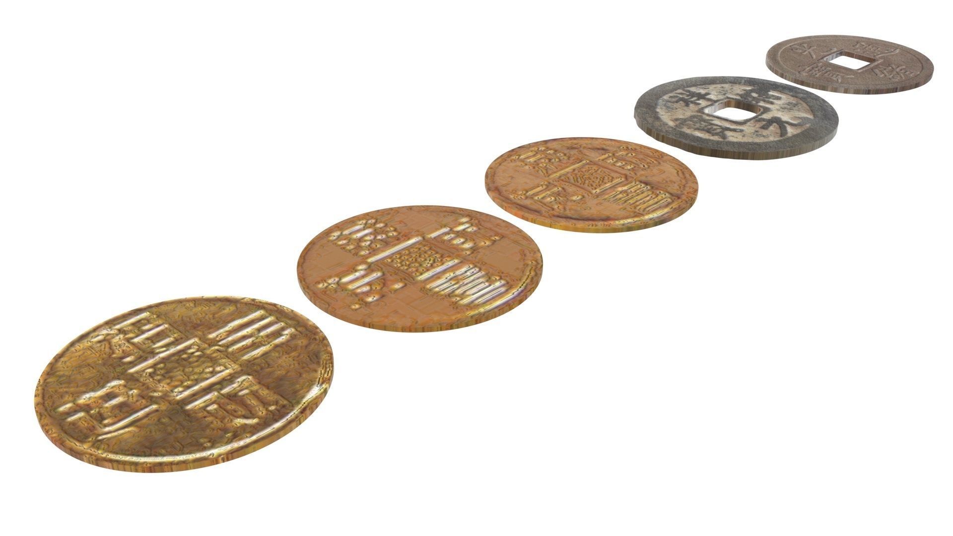 Chinese Coins Set 3D model_10