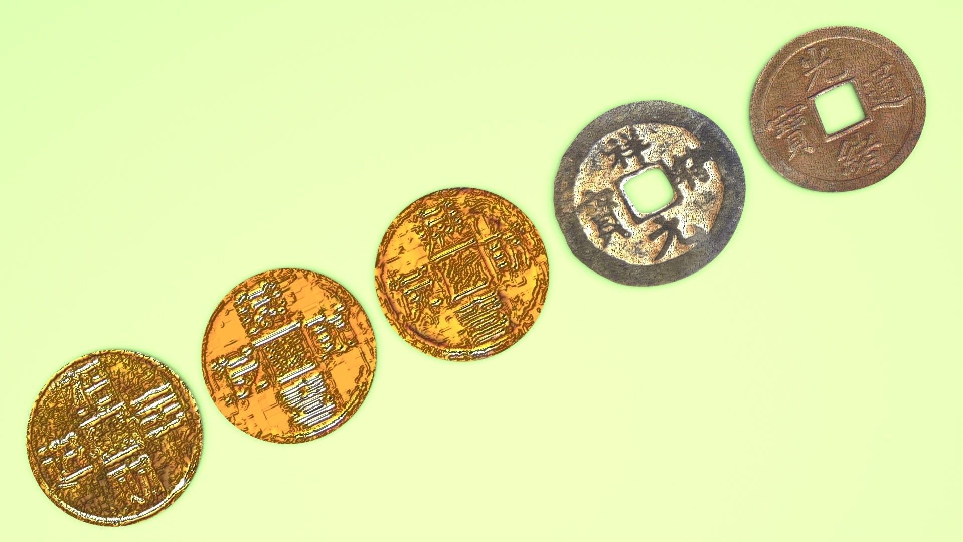 Chinese Coins Set 3D model_8