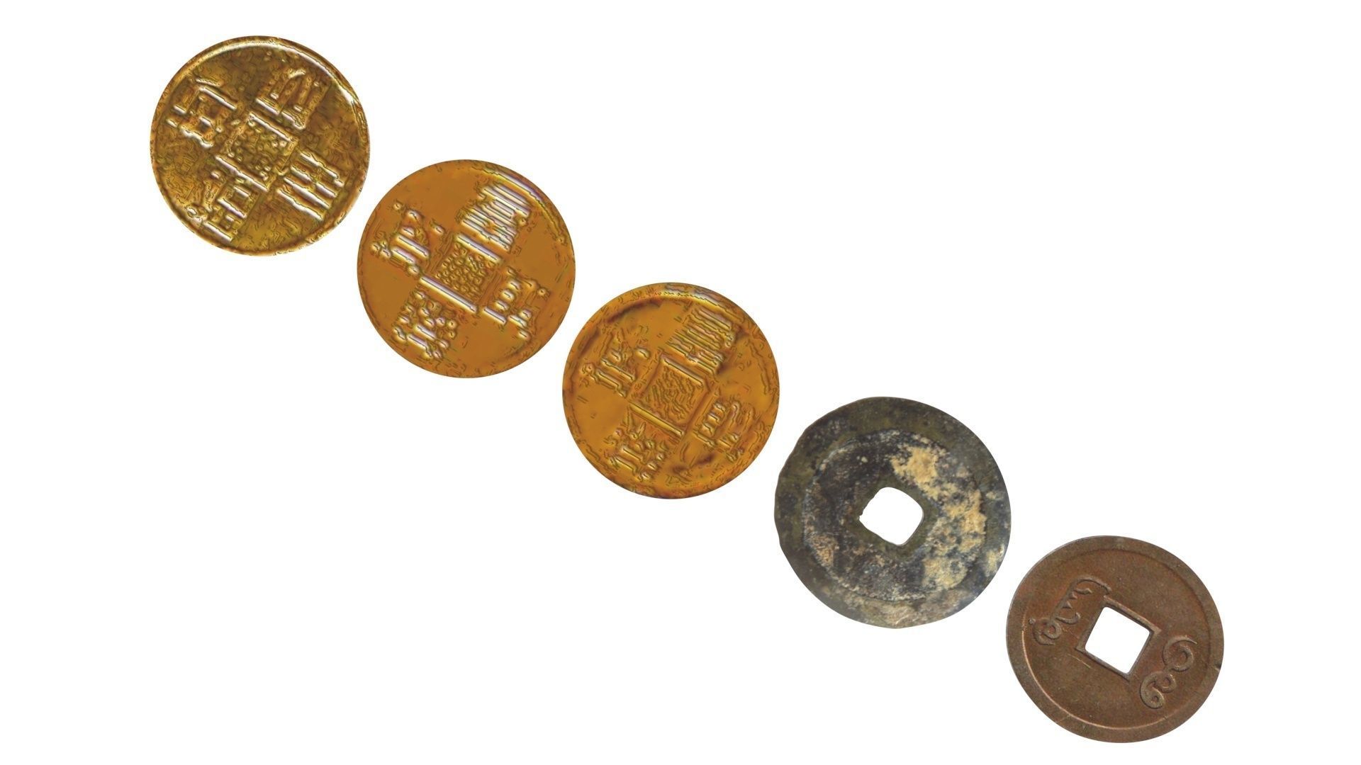 Chinese Coins Set 3D model_14
