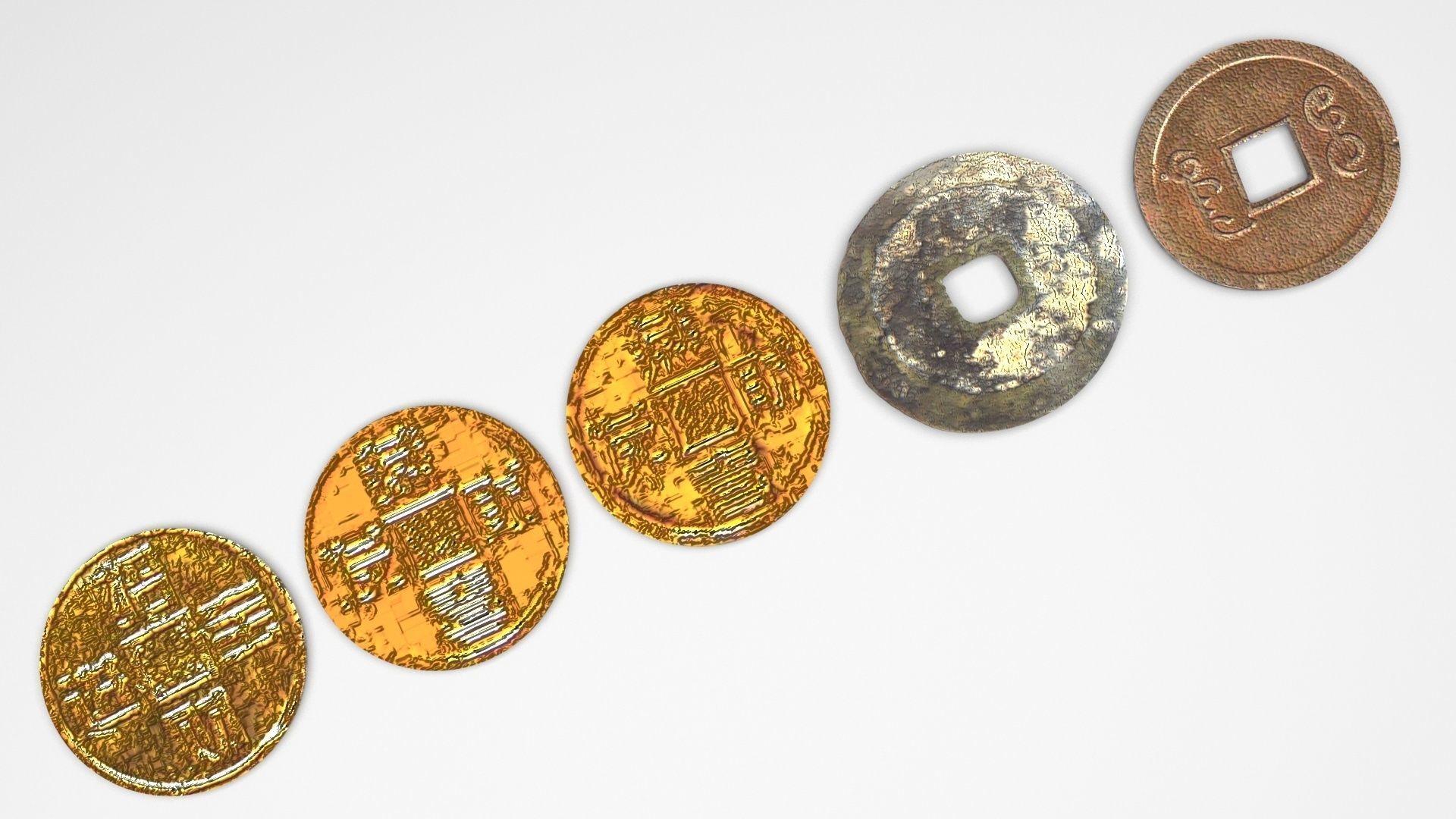 Chinese Coins Set 3D model_5