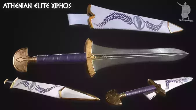 Athenian Elite Xiphos Sword Low Poly Game Ready Model