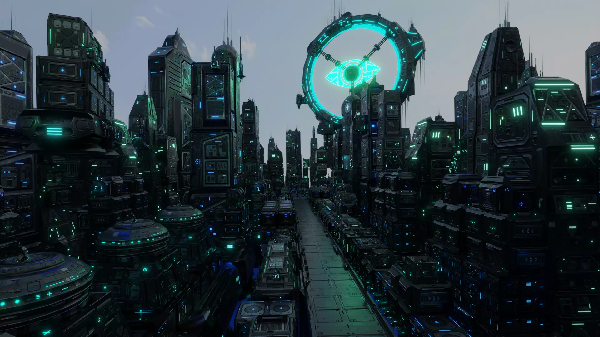 Future Tech Megacity Low-poly 3D model