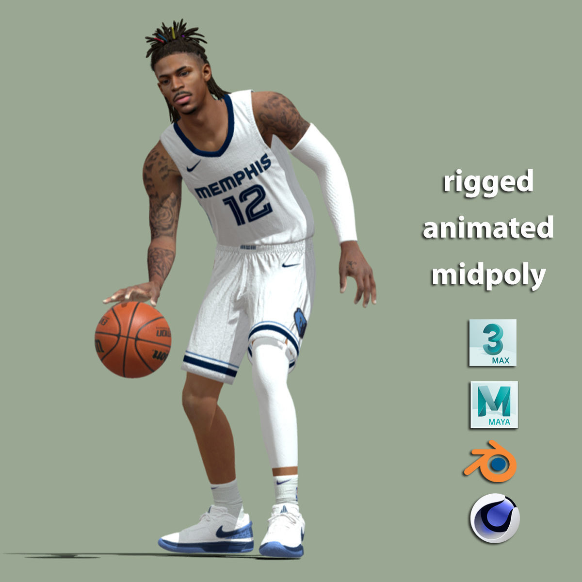 Ja Morant Memphis Grizzlies NBA 3D model_2