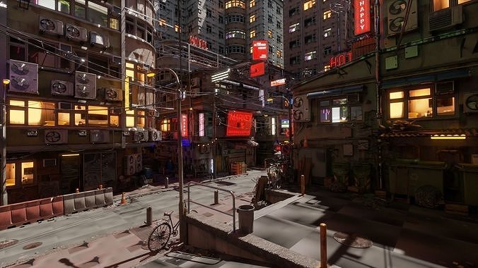 Techno Urban Streets Low-poly 3D model 4