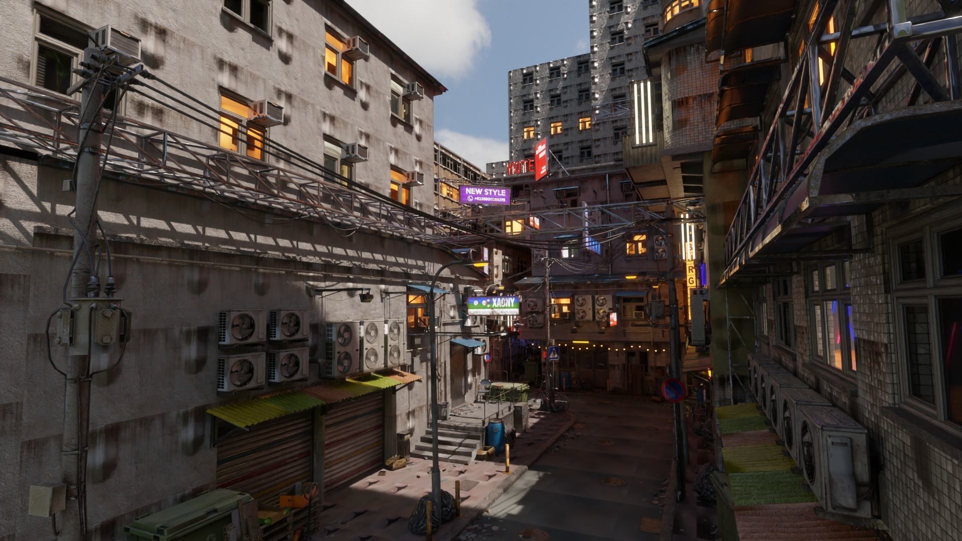 Techno Urban Streets Low-poly 3D model_5