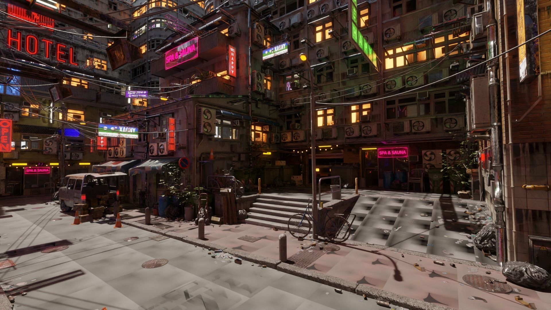Techno Urban Streets Low-poly 3D model_4