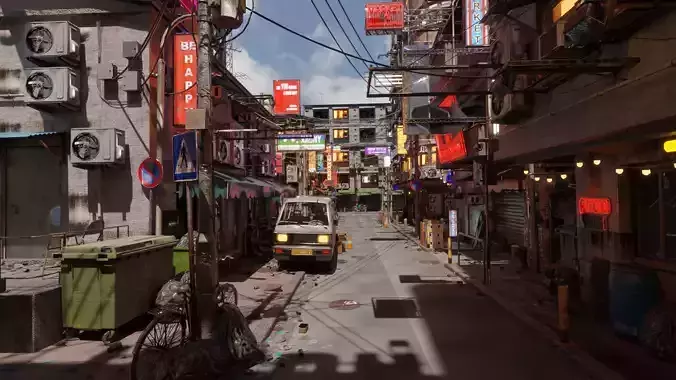 Techno Urban Streets Low-poly 3D model