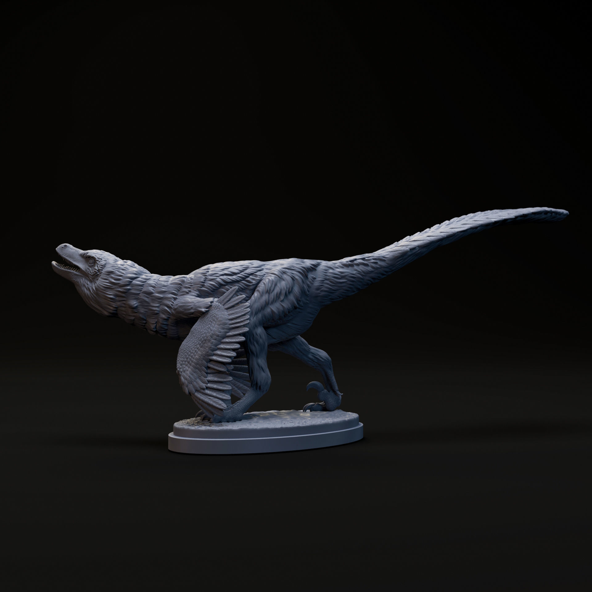 Velociraptor sneaking up1-20 scale pre-supported dinosaur 3D print model_3