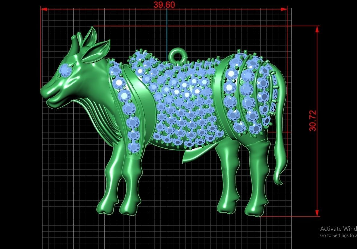 Cow Pendent Jewelry Code-JST095 3D print model_2