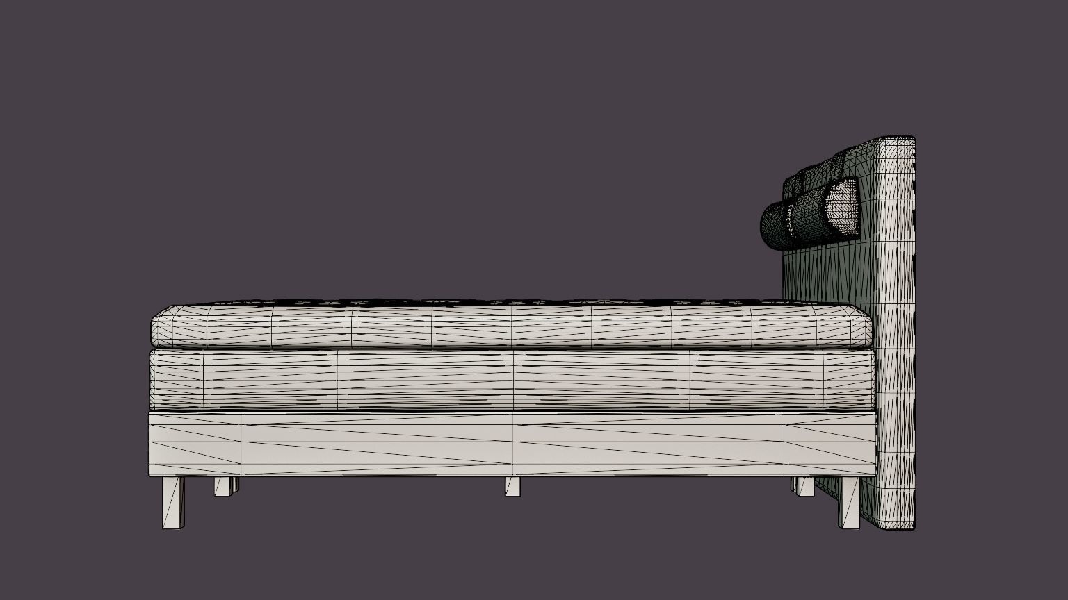 Lucky Continental Bed 160x200 Memory Mattress Low-poly 3D model_7