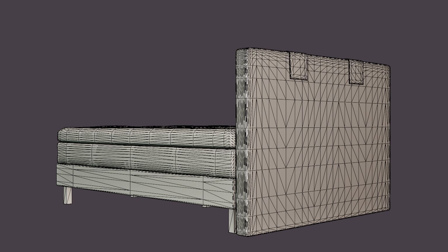 Lucky Continental Bed 160x200 Memory Mattress Low-poly 3D model_6