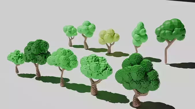 Tree 8 bit and Low polygon assets Pack