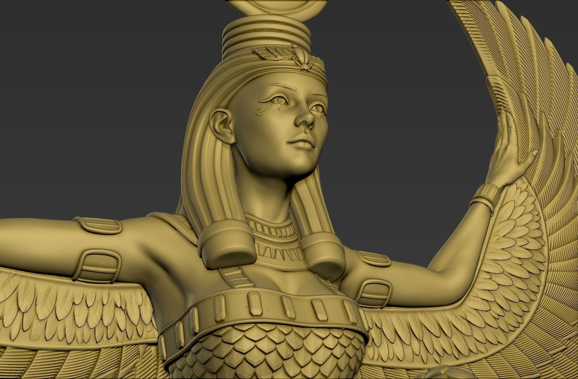 Sculpture of Egyptian Goddess Isis 3D model_14