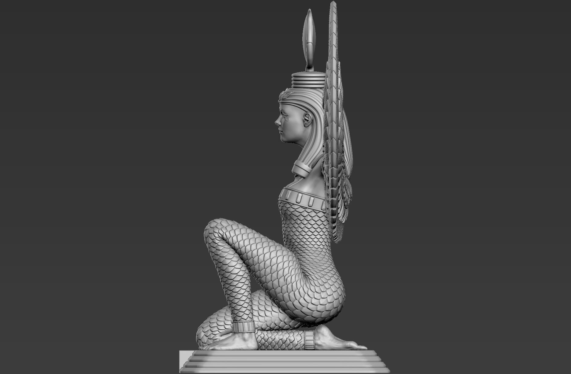 Sculpture of Egyptian Goddess Isis 3D model_4