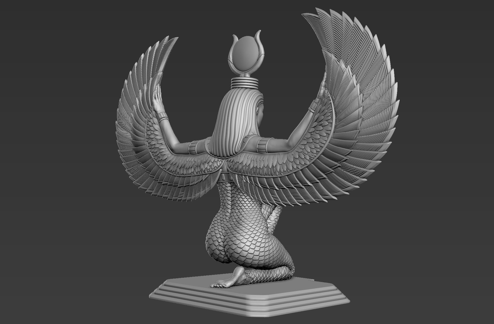 Sculpture of Egyptian Goddess Isis 3D model_7