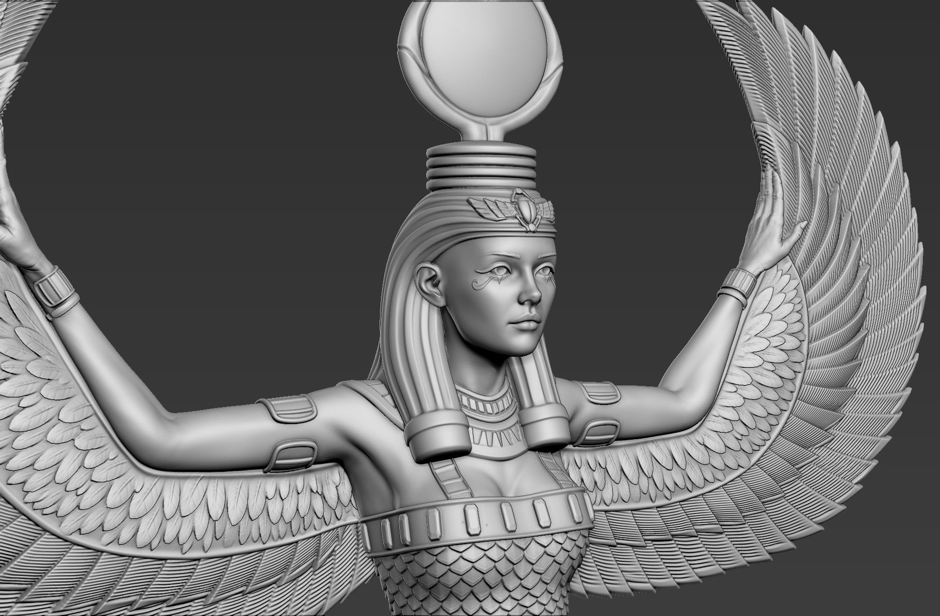 Sculpture of Egyptian Goddess Isis 3D model_8