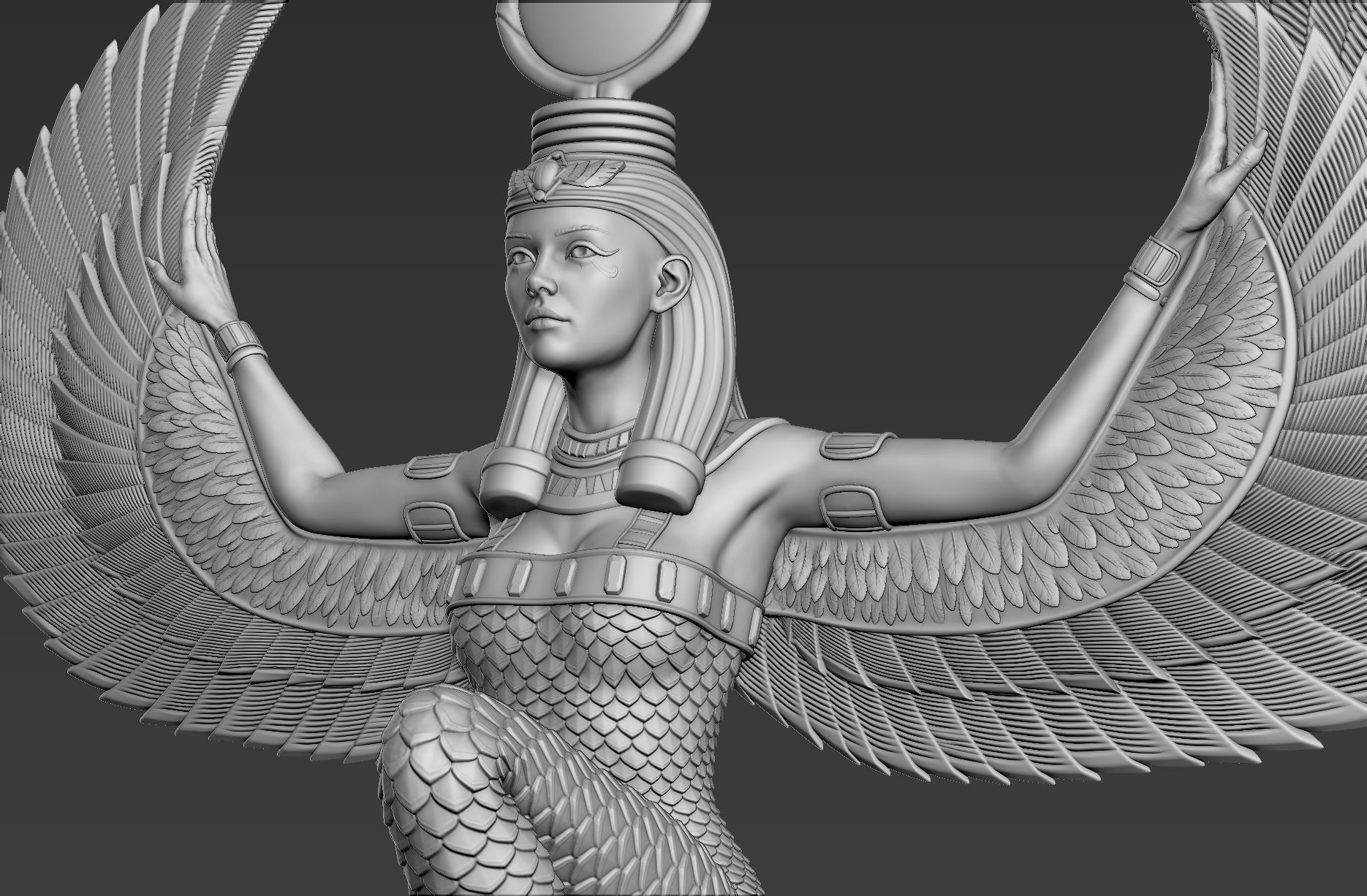 Sculpture of Egyptian Goddess Isis 3D model_15