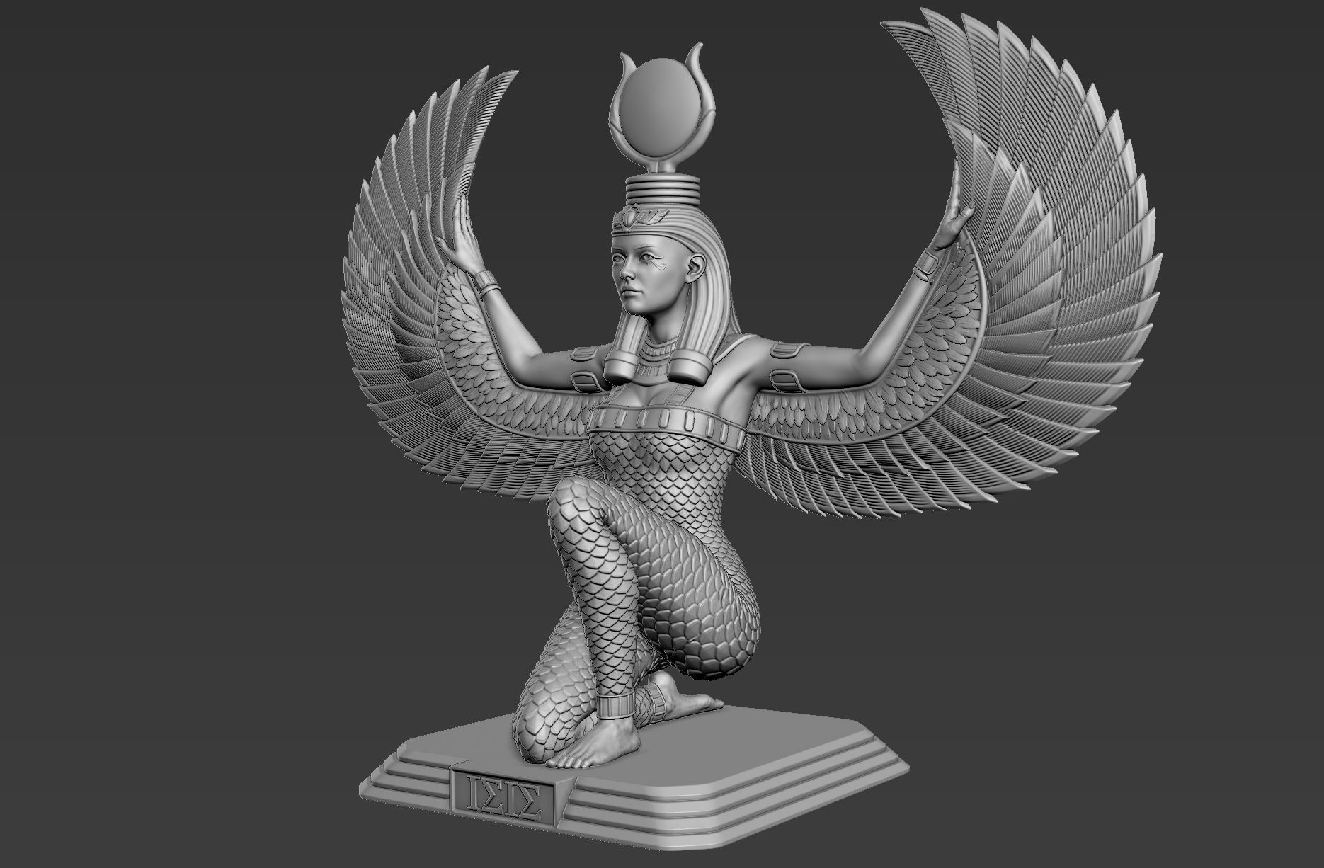 Sculpture of Egyptian Goddess Isis 3D model_2